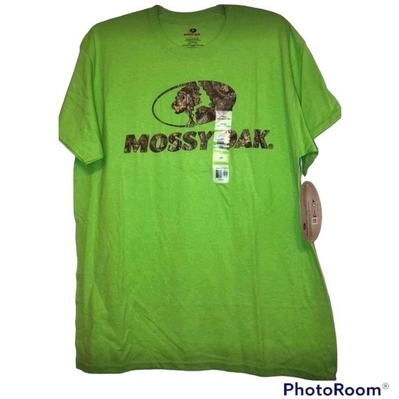 Mossy Oak Sz L Lime Camo Logo T-Shirt NEW NWT - Picture 1 of 2